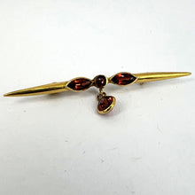Load image into Gallery viewer, Vintage Almandine-Pyrope Garnet 18K Yellow Gold Bar Brooch