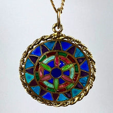 Load image into Gallery viewer, French Window Plique A Jour Enamel 18K Yellow Gold Pendant Medal
