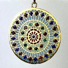 Load image into Gallery viewer, French Window Plique A Jour Enamel 18K Yellow Gold Pendant Medal