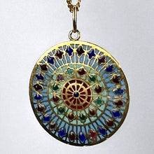 Load image into Gallery viewer, French Window Plique A Jour Enamel 18K Yellow Gold Pendant Medal