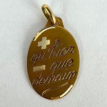 Load image into Gallery viewer, French Augis Plus Qu’Hier Oval 18K Yellow Gold Love Charm Pendant