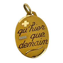 Load image into Gallery viewer, French Augis Plus Qu’Hier Oval 18K Yellow Gold Love Charm Pendant
