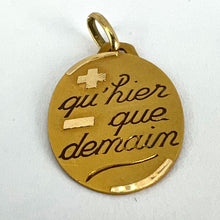 Load image into Gallery viewer, French Augis Plus Qu’Hier Oval 18K Yellow Gold Love Charm Pendant