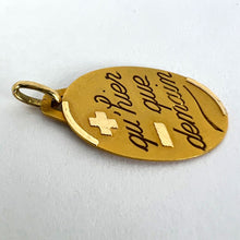 Load image into Gallery viewer, French Augis Plus Qu’Hier Oval 18K Yellow Gold Love Charm Pendant