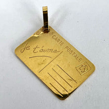 Load image into Gallery viewer, French Je T'aime Postcard 18K Yellow Gold Love Charm Pendant