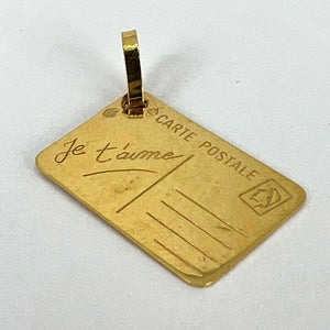 French Je T'aime Postcard 18K Yellow Gold Love Charm Pendant