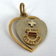 Load image into Gallery viewer, Augis French Plus Qu’Hier Heart Ruby 18K Yellow White Gold Love Charm Pendant