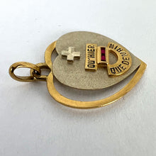 Load image into Gallery viewer, Augis French Plus Qu’Hier Heart Ruby 18K Yellow White Gold Love Charm Pendant