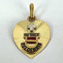 Load image into Gallery viewer, French Augis Plus Qu’Hier Heart 18K Yellow White Gold Enamel Ruby Love Pendant