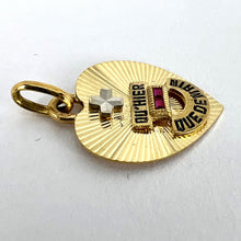 Load image into Gallery viewer, French Augis Plus Qu’Hier Heart 18K Yellow White Gold Enamel Ruby Love Pendant
