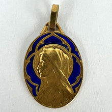 Load image into Gallery viewer, French Dropsy Virgin Mary Plique A Jour Enamel 18K Yellow Gold Pendant Medal