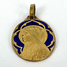 Load image into Gallery viewer, French Dropsy Virgin Mary Plique A Jour Enamel 18K Yellow Gold Pendant Medal