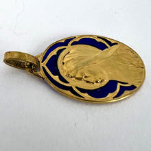 Load image into Gallery viewer, French Dropsy Virgin Mary Plique A Jour Enamel 18K Yellow Gold Pendant Medal