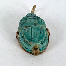 Load image into Gallery viewer, Egyptian Faience Ceramic Scarab 18K Yellow Gold Charm Pendant