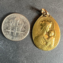 Load image into Gallery viewer, Antique French Rasumny Madonna and Child 18K Yellow Gold Religious Medal Pendant