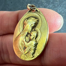 Load image into Gallery viewer, Antique French Rasumny Madonna and Child 18K Yellow Gold Religious Medal Pendant