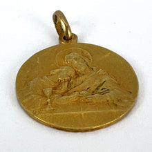 Load image into Gallery viewer, French Religious Medal Jesus Christ Holy Communion 18K Yellow Gold Charm Pendant