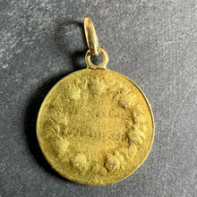 Load image into Gallery viewer, French Virgin Mary Roses and Leaves 18K Yellow Gold Religious Medal Pendant