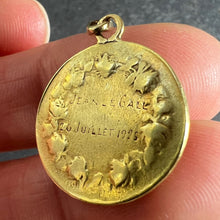 Load image into Gallery viewer, French Virgin Mary Roses and Leaves 18K Yellow Gold Religious Medal Pendant