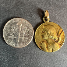 Load image into Gallery viewer, Antique French Holy Angel 18K Yellow Gold Religious Pendant Medal