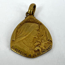 Load image into Gallery viewer, Vintage St Therese Saint Medal Gold Plated Charm Pendant
