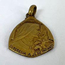Load image into Gallery viewer, Vintage St Therese Saint Medal Gold Plated Charm Pendant