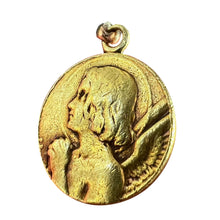 Load image into Gallery viewer, Antique French Holy Angel 18K Yellow Gold Religious Pendant Medal