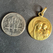 Load image into Gallery viewer, Antique French Madonna and Child 18K Yellow Gold Religious Medal Pendant