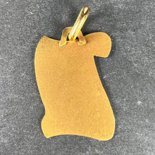 Load image into Gallery viewer, French Augis Plus Qu’Hier Scroll 18K Yellow Gold Enamel Love Charm Pendant
