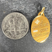 Load image into Gallery viewer, French Augis Plus Qu’Hier Oval 18K Yellow Gold Love Charm Pendant