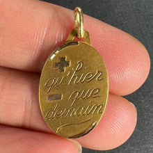 Load image into Gallery viewer, French Augis Plus Qu’Hier Oval 18K Yellow Gold Love Charm Pendant