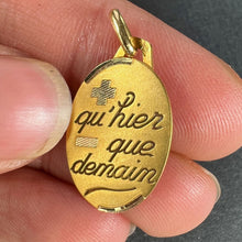 Load image into Gallery viewer, French Augis Plus Qu’Hier Oval 18K Yellow Gold Love Charm Pendant