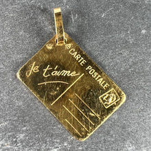 Load image into Gallery viewer, French Je T'aime Postcard 18K Yellow Gold Love Charm Pendant