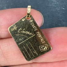 Load image into Gallery viewer, French Je T&#39;aime Postcard 18K Yellow Gold Love Charm Pendant
