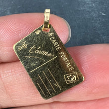 Load image into Gallery viewer, French Je T'aime Postcard 18K Yellow Gold Love Charm Pendant