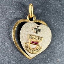 Load image into Gallery viewer, Augis French Plus Qu’Hier Heart Ruby 18K Yellow White Gold Love Charm Pendant