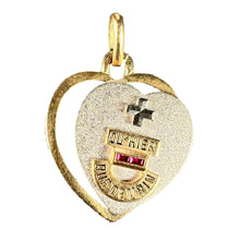 Load image into Gallery viewer, Augis French Plus Qu’Hier Heart Ruby 18K Yellow White Gold Love Charm Pendant