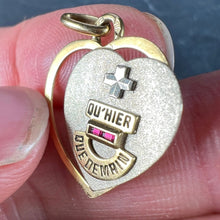 Load image into Gallery viewer, Augis French Plus Qu’Hier Heart Ruby 18K Yellow White Gold Love Charm Pendant