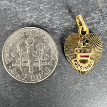Load image into Gallery viewer, French Augis Plus Qu’Hier Heart 18K Yellow White Gold Enamel Ruby Love Pendant
