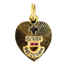Load image into Gallery viewer, French Augis Plus Qu’Hier Heart 18K Yellow White Gold Enamel Ruby Love Pendant

