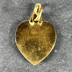 French Augis Plus Qu’Hier Heart 18K Yellow White Gold Enamel Ruby Love Pendant