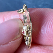 Load image into Gallery viewer, French Augis Plus Qu’Hier Heart 18K Yellow White Gold Enamel Ruby Love Pendant