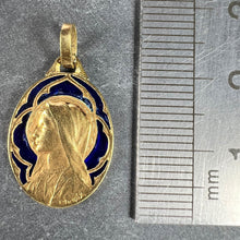 Load image into Gallery viewer, French Dropsy Virgin Mary Plique A Jour Enamel 18K Yellow Gold Pendant Medal