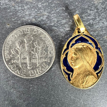 Load image into Gallery viewer, French Dropsy Virgin Mary Plique A Jour Enamel 18K Yellow Gold Pendant Medal