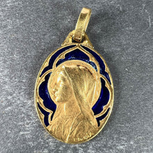 Load image into Gallery viewer, French Dropsy Virgin Mary Plique A Jour Enamel 18K Yellow Gold Pendant Medal