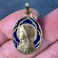 Load image into Gallery viewer, French Dropsy Virgin Mary Plique A Jour Enamel 18K Yellow Gold Pendant Medal