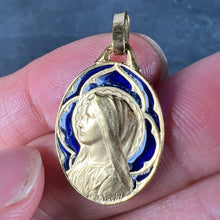 Load image into Gallery viewer, French Dropsy Virgin Mary Plique A Jour Enamel 18K Yellow Gold Pendant Medal