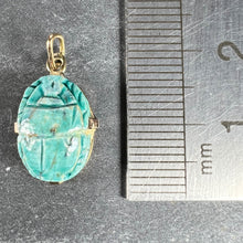 Load image into Gallery viewer, Egyptian Faience Ceramic Scarab 18K Yellow Gold Charm Pendant