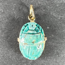 Load image into Gallery viewer, Egyptian Faience Ceramic Scarab 18K Yellow Gold Charm Pendant