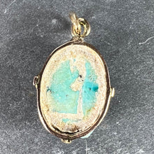 Load image into Gallery viewer, Egyptian Faience Ceramic Scarab 18K Yellow Gold Charm Pendant
